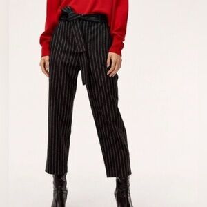 Wilfred high waist belted stripe black white fancy pants size 10 trousers med